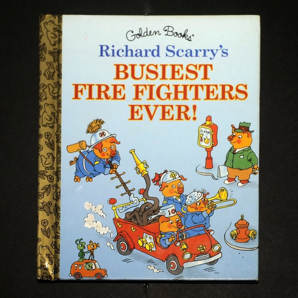 VTG Little Golden Storybook Richard Scarry 'Busiest Fire Fighters Ever!' 1993
